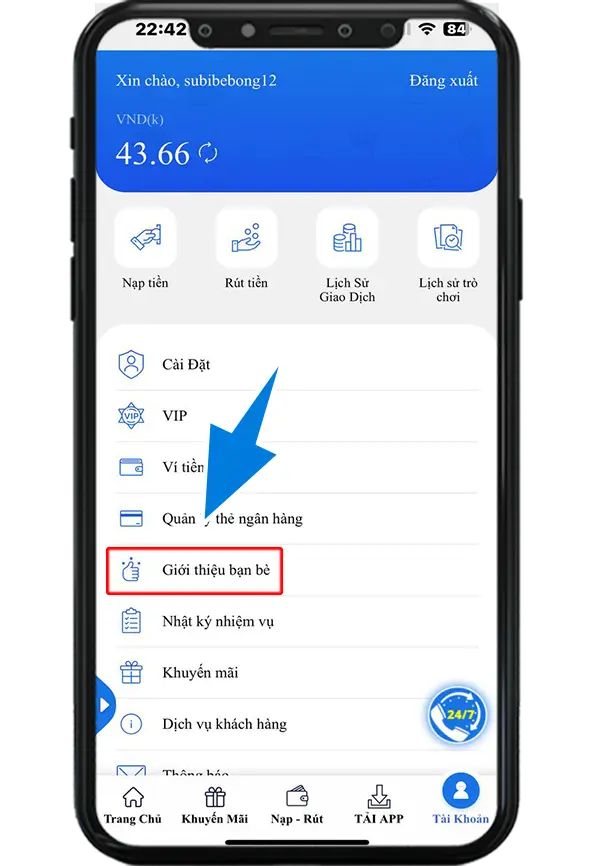 Bước 2 : Chọn >> Quảng Bá Tiếp Thị